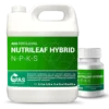 Zwei Behälter des Produkts NUTRILEAF HYBRID von AGS Fertilizers – Flüssigdünger mit N-P-K-S für systemische Wirkung und optimale Pflanzenernährung.